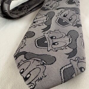 Disney Donald Duck Tie Balancine The Tie Works Gray Black Woven Character Mens